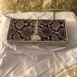 Wallet by Brighton snake skin with long chain to wear as cross body